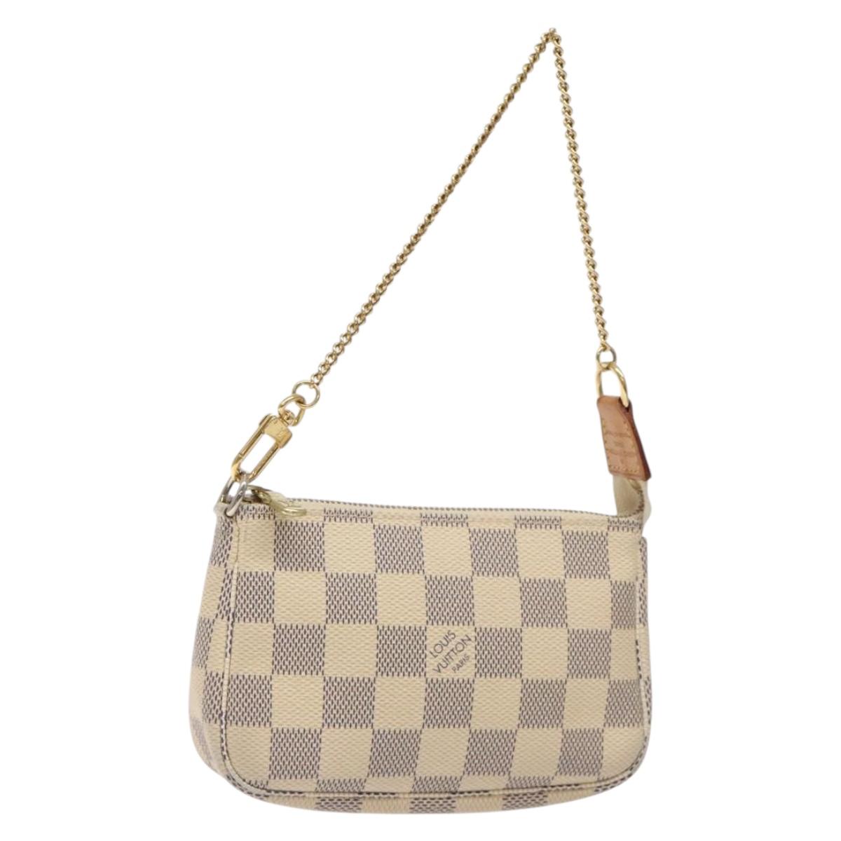 LOUIS VUITTON Damier Azur Mini Pochette Accessoires Pouch N63005 Auth 128801