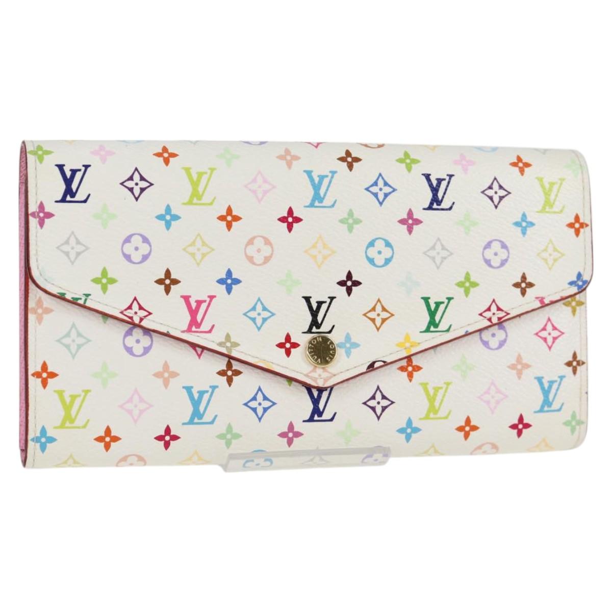 LOUIS VUITTON Multicolor Portefeuille Sarah Wallet White M60667 LV Auth 128841V