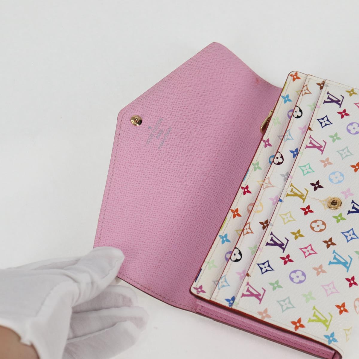 LOUIS VUITTON Multicolor Portefeuille Sarah Wallet White M60667 LV Auth 128841V