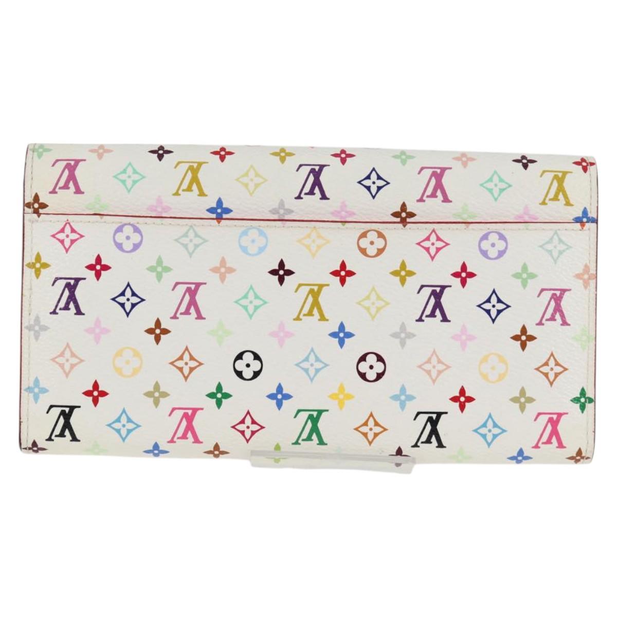 LOUIS VUITTON Multicolor Portefeuille Sarah Wallet White M60667 LV Auth 128841V