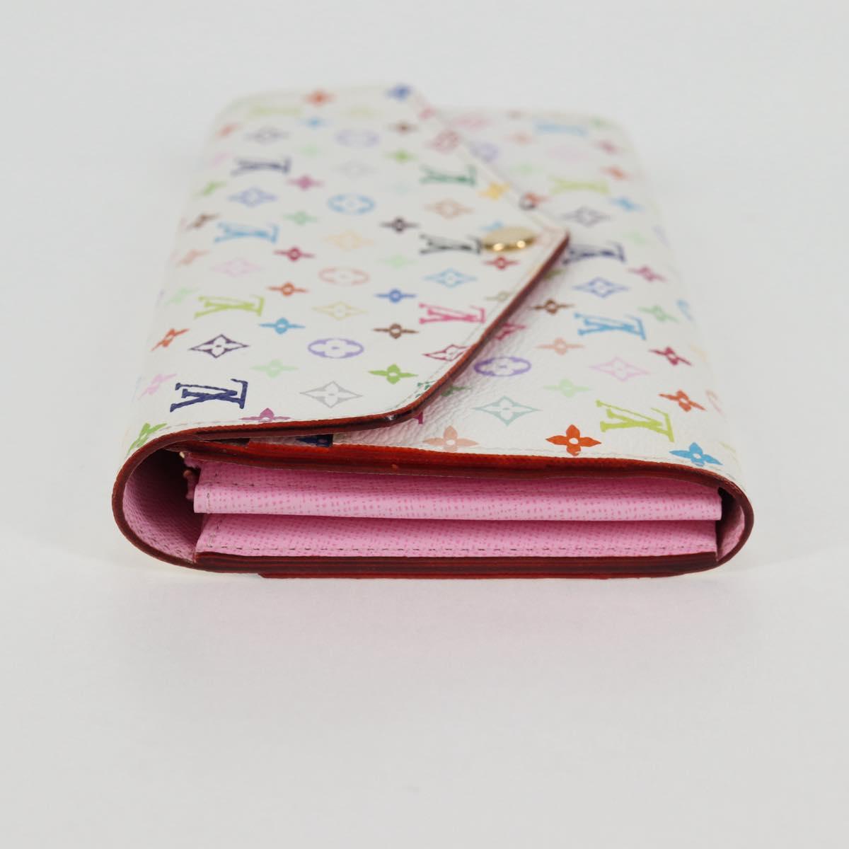 LOUIS VUITTON Multicolor Portefeuille Sarah Wallet White M60667 LV Auth 128841V
