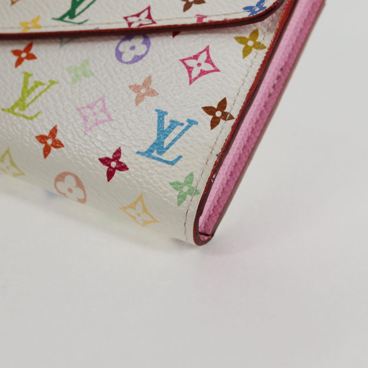 LOUIS VUITTON Multicolor Portefeuille Sarah Wallet White M60667 LV Auth 128841V