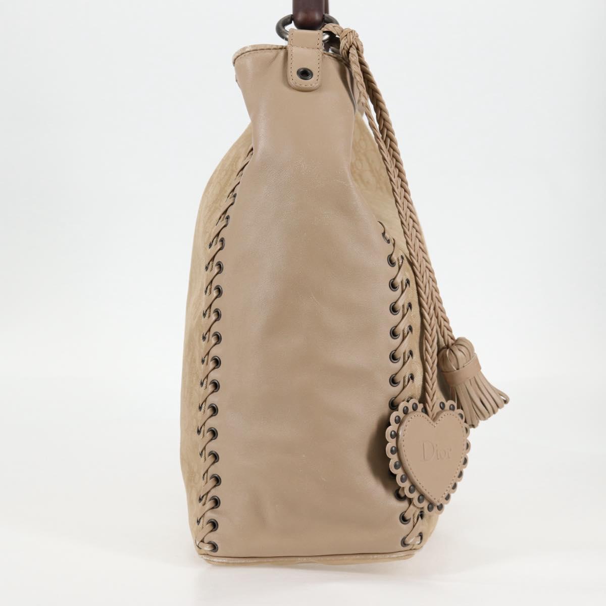 Christian Dior Trotter Canvas Hand Bag Beige Auth 128850V