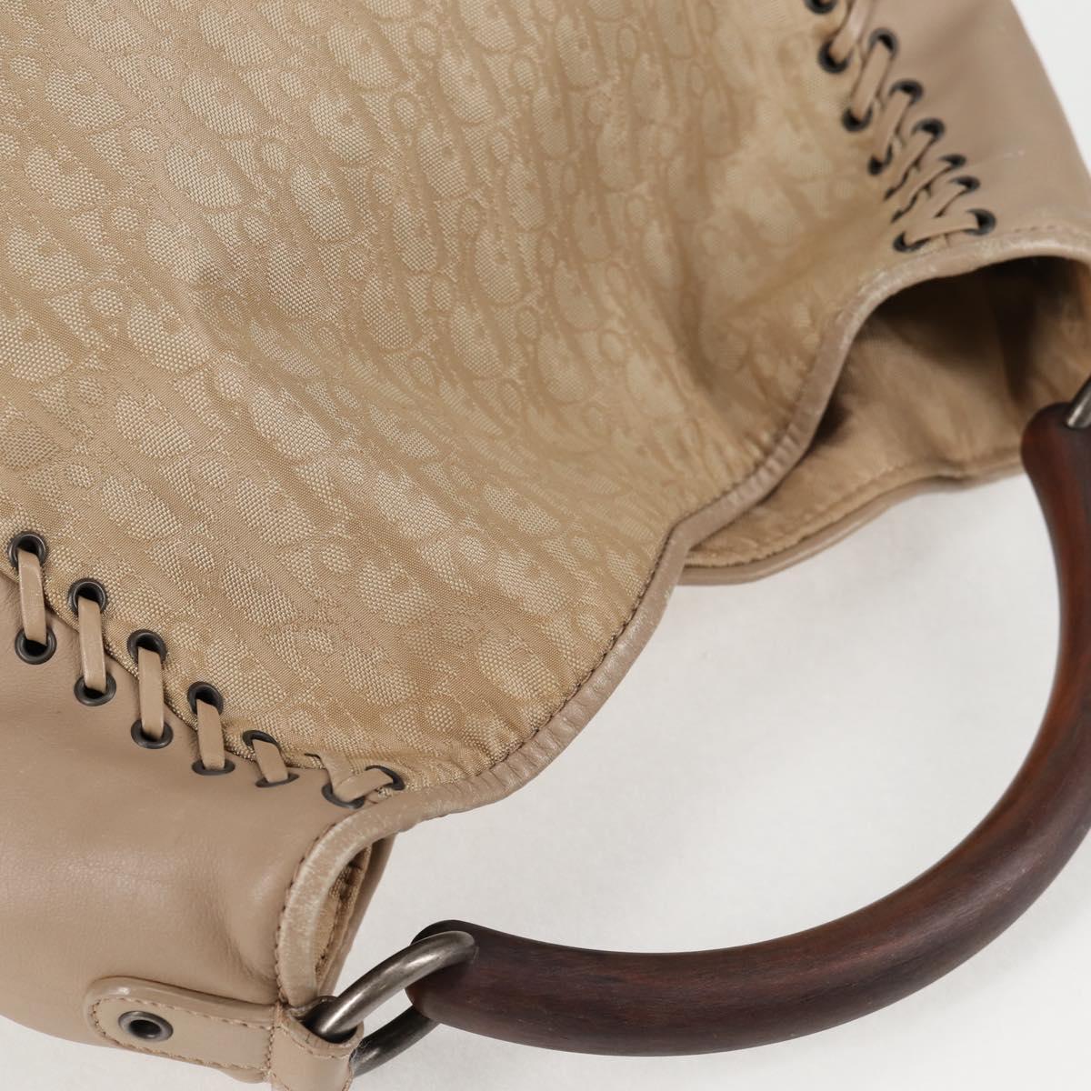 Christian Dior Trotter Canvas Hand Bag Beige Auth 128850V
