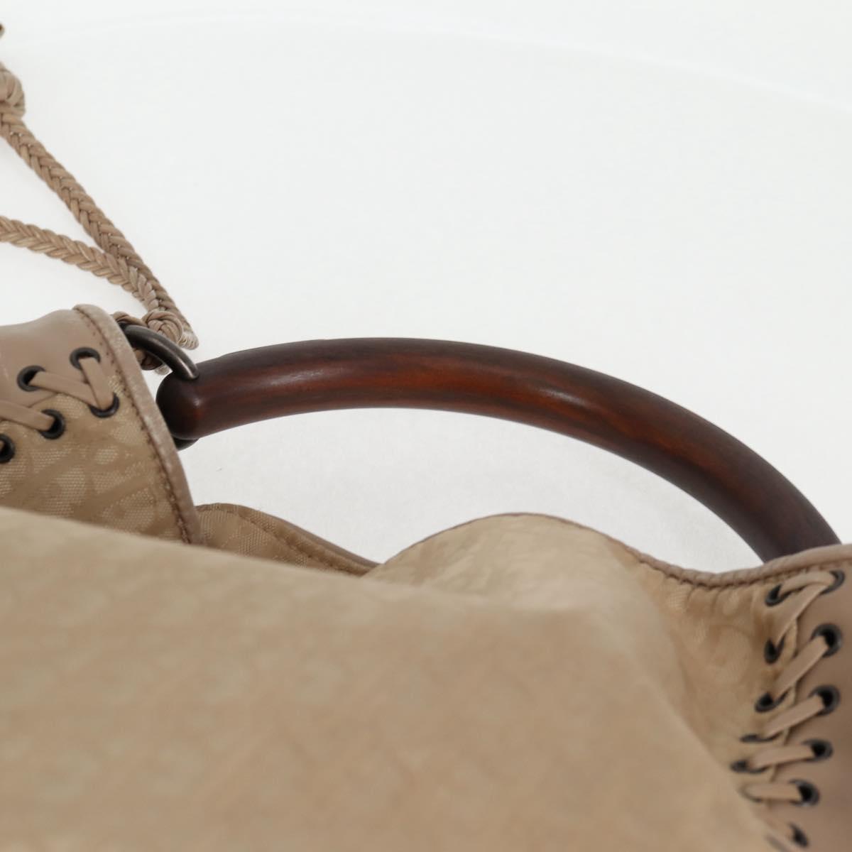 Christian Dior Trotter Canvas Hand Bag Beige Auth 128850V