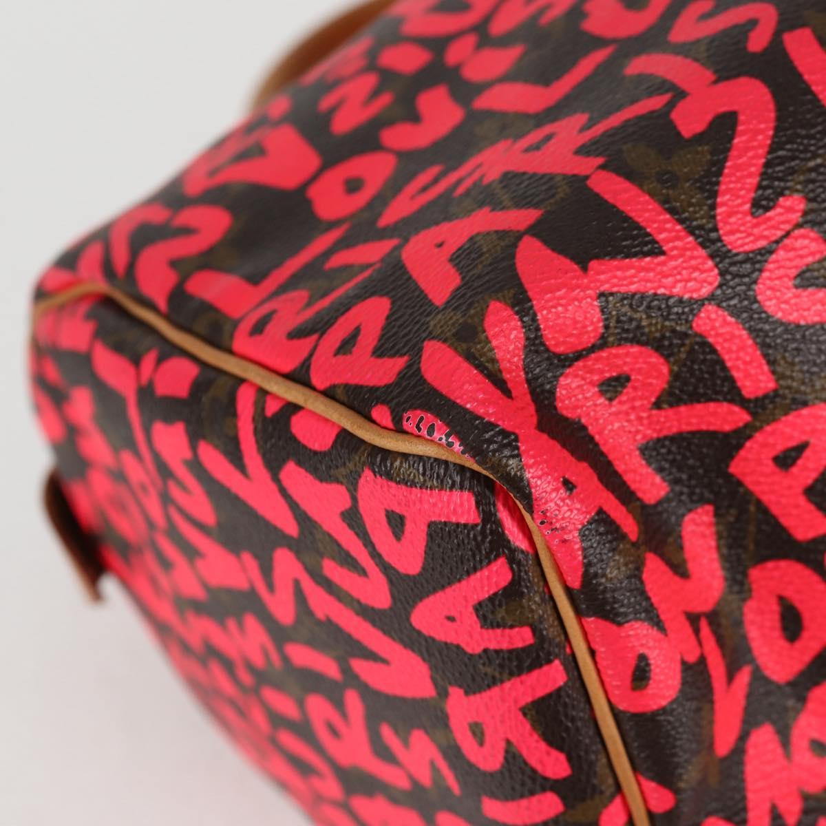 LOUIS VUITTON Monogram Graffiti Speedy 30 Hand Bag Pink M93704 LV Auth 128854SAV