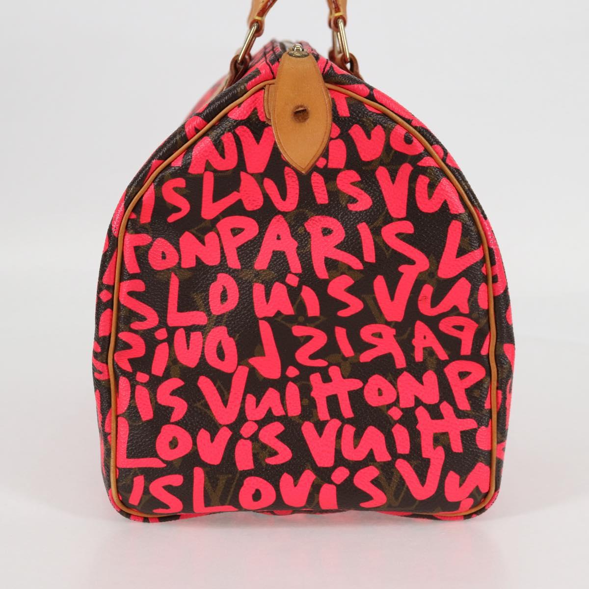LOUIS VUITTON Monogram Graffiti Speedy 30 Hand Bag Pink M93704 LV Auth 128854SAV