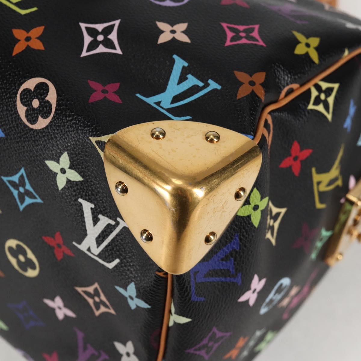 LOUIS VUITTON Monogram Multicolor Speedy 30 Hand Bag Black M92642 Auth 128856V