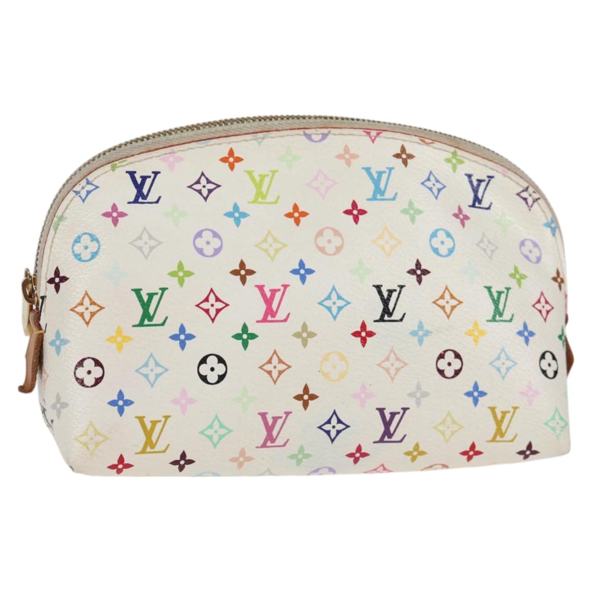 LOUIS VUITTON Multicolor Pochette Cosmetic PM Pouch White M47354 LV Auth 128864V