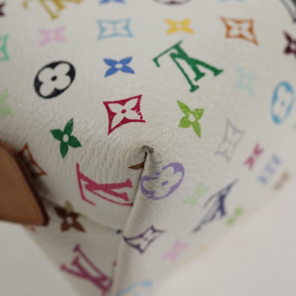 LOUIS VUITTON Multicolor Pochette Cosmetic PM Pouch White M47354 LV Auth 128864V