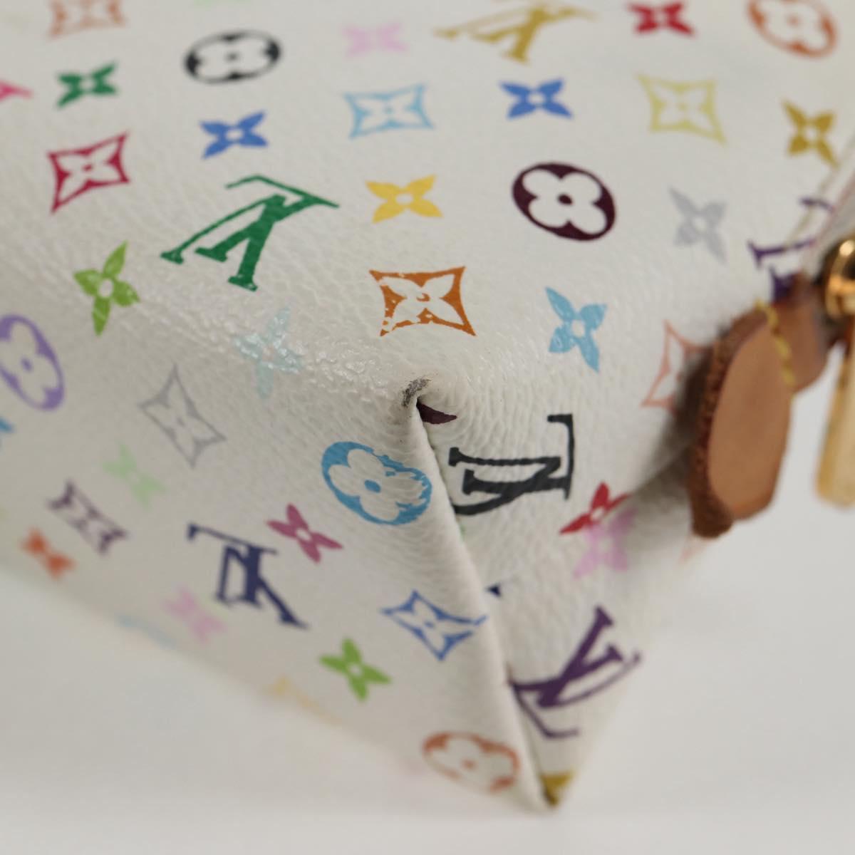 LOUIS VUITTON Multicolor Pochette Cosmetic PM Pouch White M47354 LV Auth 128864V