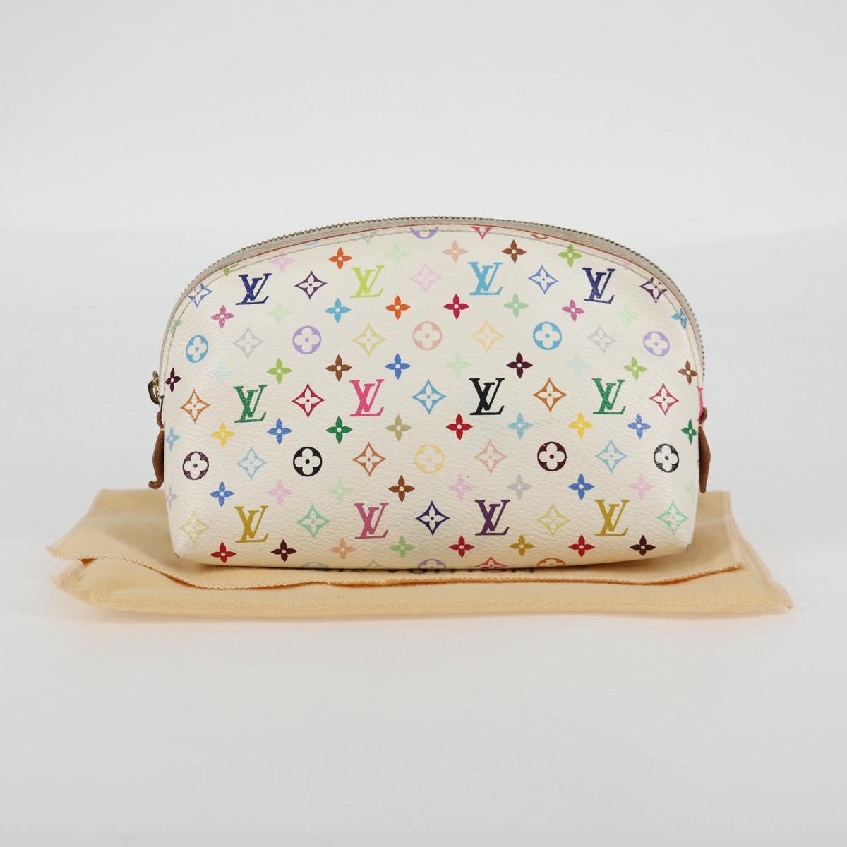 LOUIS VUITTON Multicolor Pochette Cosmetic PM Pouch White M47354 LV Auth 128864V