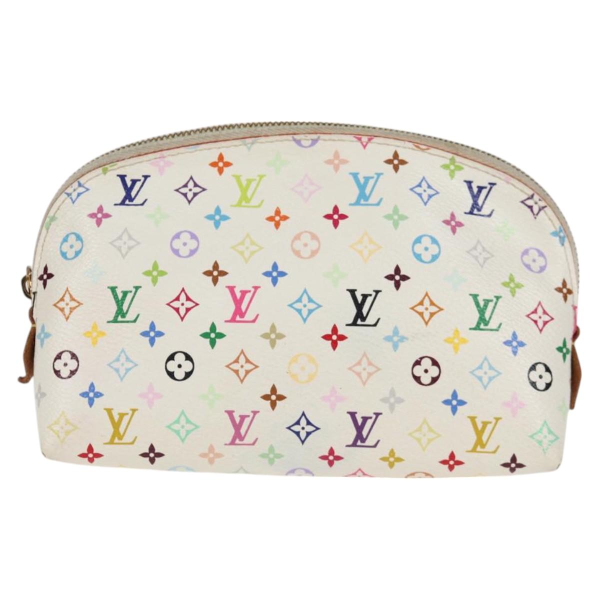 LOUIS VUITTON Multicolor Pochette Cosmetic PM Pouch White M47354 LV Auth 128864V