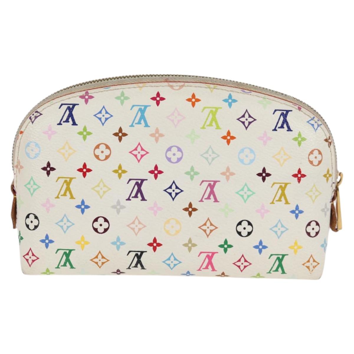 LOUIS VUITTON Multicolor Pochette Cosmetic PM Pouch White M47354 LV Auth 128864V