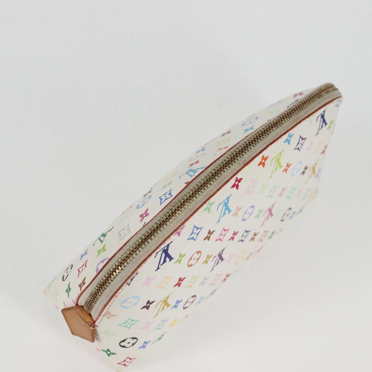 LOUIS VUITTON Multicolor Pochette Cosmetic PM Pouch White M47354 LV Auth 128864V