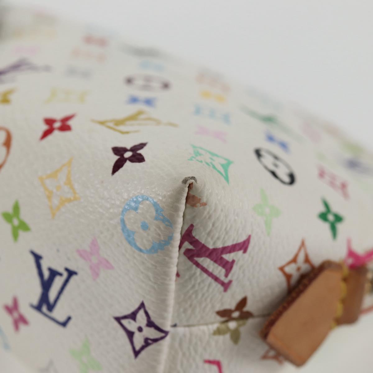 LOUIS VUITTON Multicolor Pochette Cosmetic PM Pouch White M47354 LV Auth 128864V