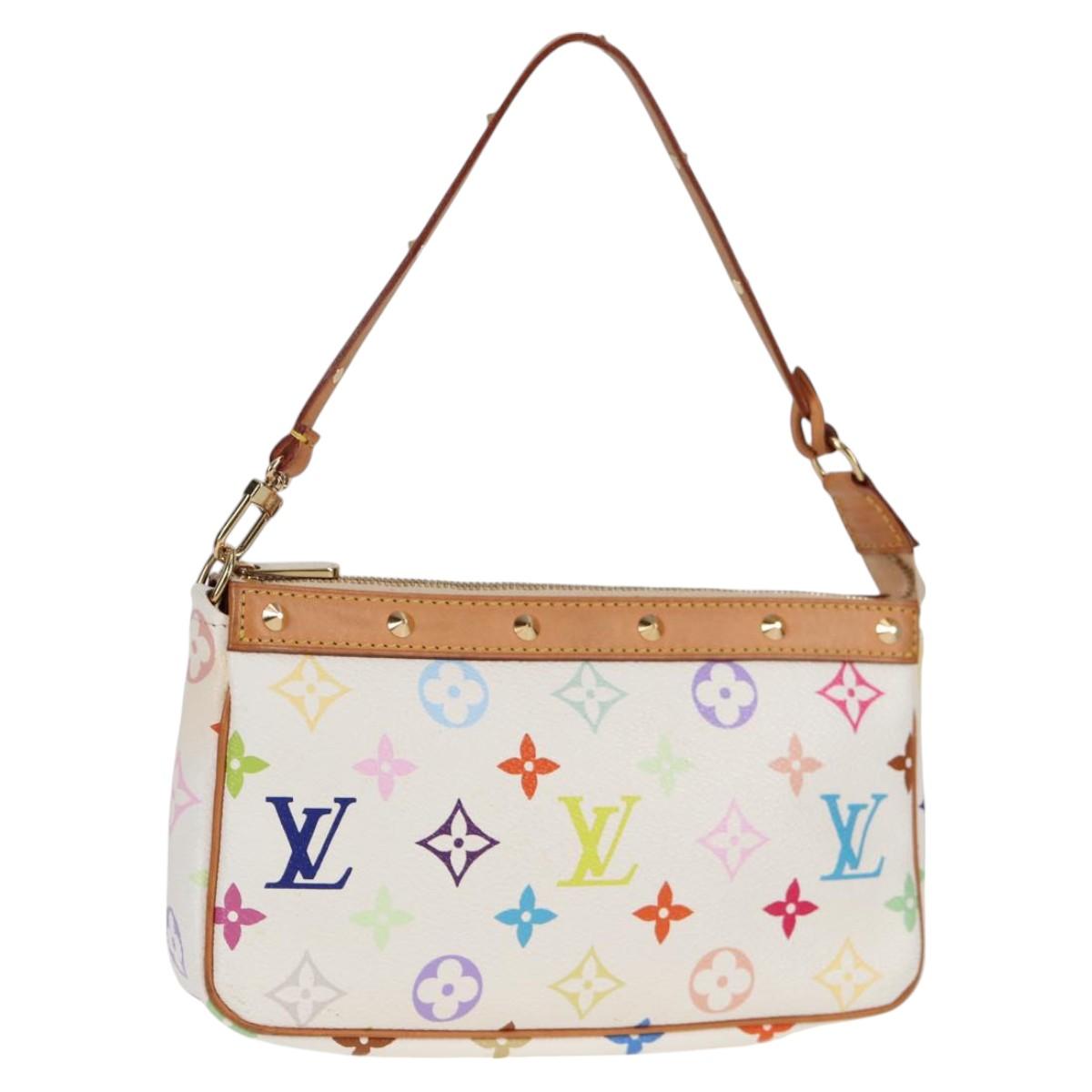 LOUIS VUITTON Multicolor Pochette Accessoires Pouch White M92649 Auth 128866V