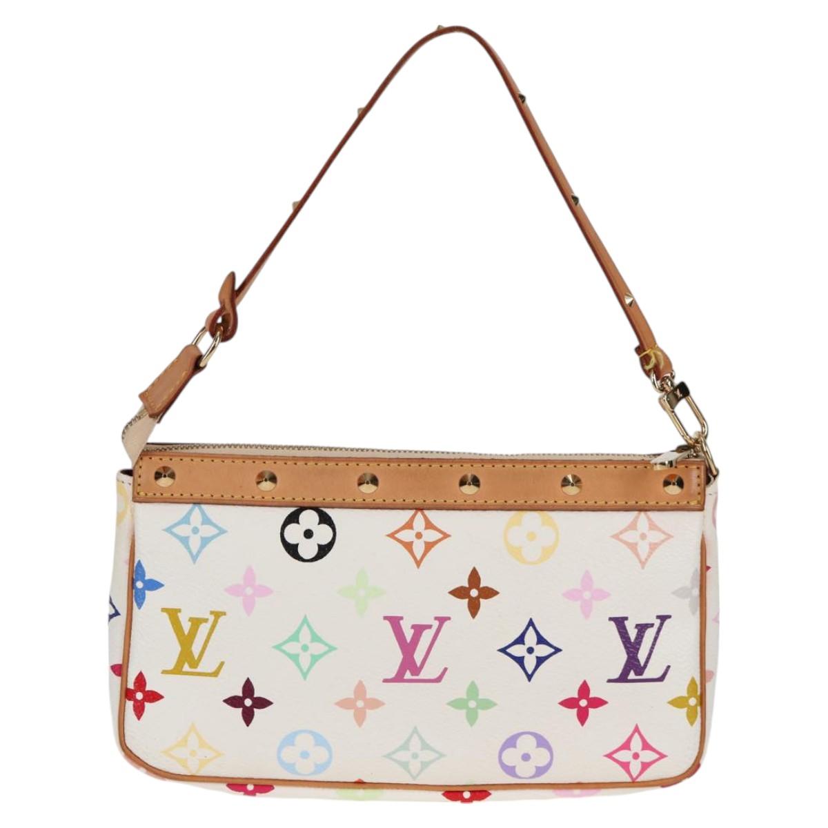 LOUIS VUITTON Multicolor Pochette Accessoires Pouch White M92649 Auth 128866V