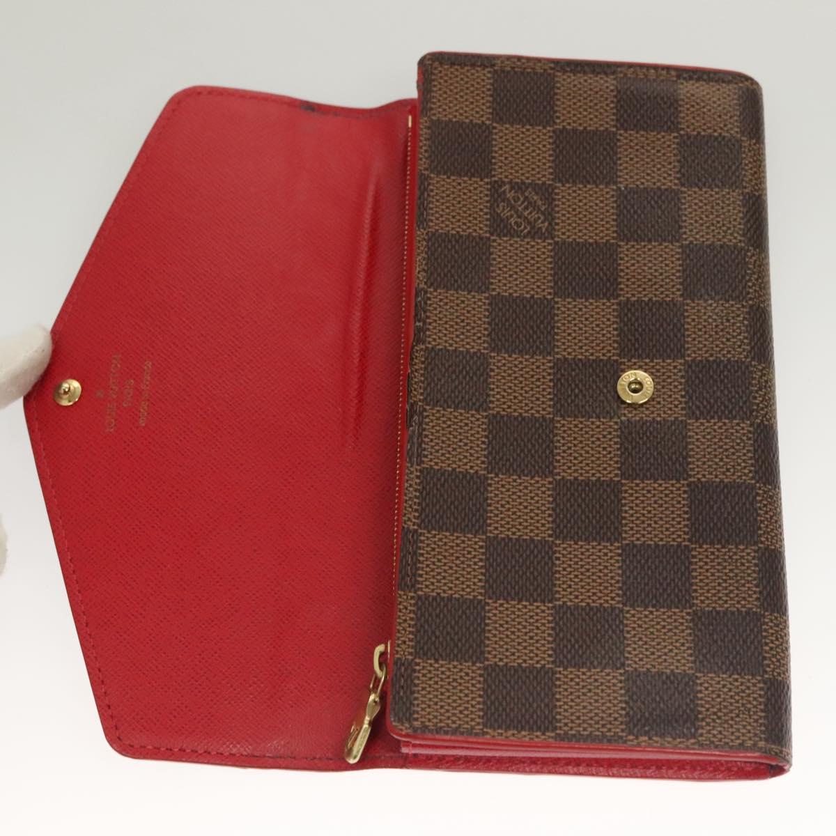 LOUIS VUITTON Damier Ebene Studs Portefeuille Sarah Wallet N60123 LV Auth 128880