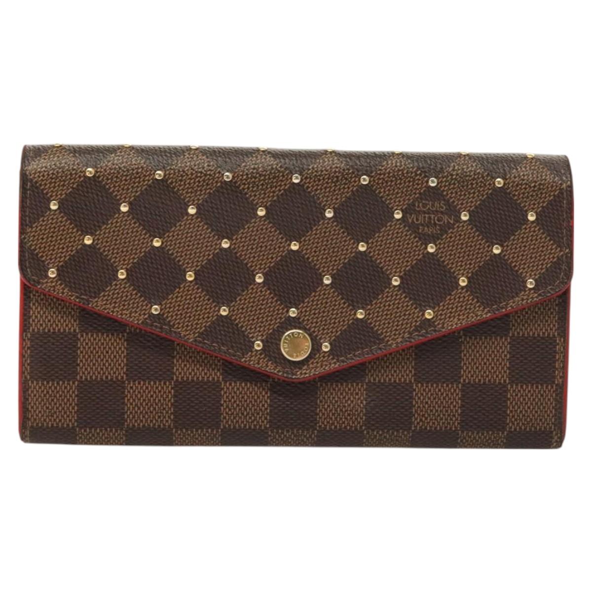 LOUIS VUITTON Damier Ebene Studs Portefeuille Sarah Wallet N60123 LV Auth 128880