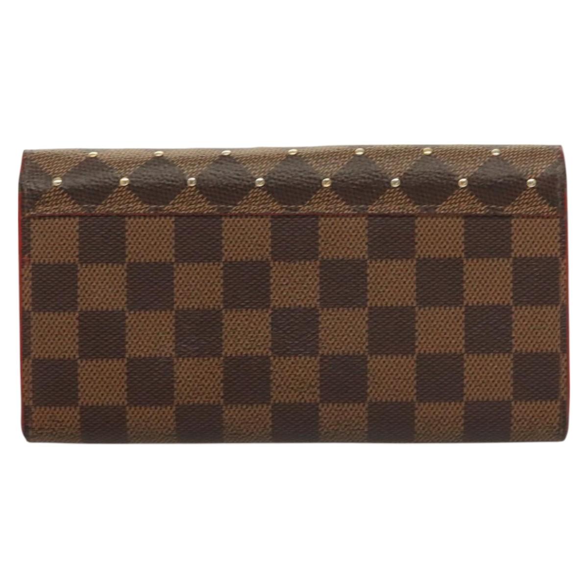 LOUIS VUITTON Damier Ebene Studs Portefeuille Sarah Wallet N60123 LV Auth 128880