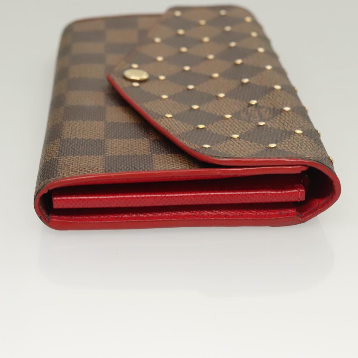 LOUIS VUITTON Damier Ebene Studs Portefeuille Sarah Wallet N60123 LV Auth 128880