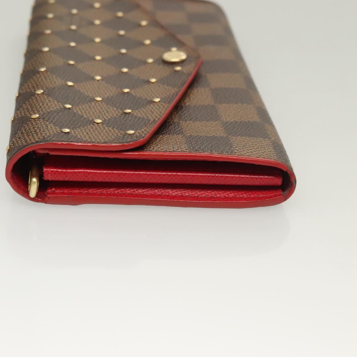 LOUIS VUITTON Damier Ebene Studs Portefeuille Sarah Wallet N60123 LV Auth 128880