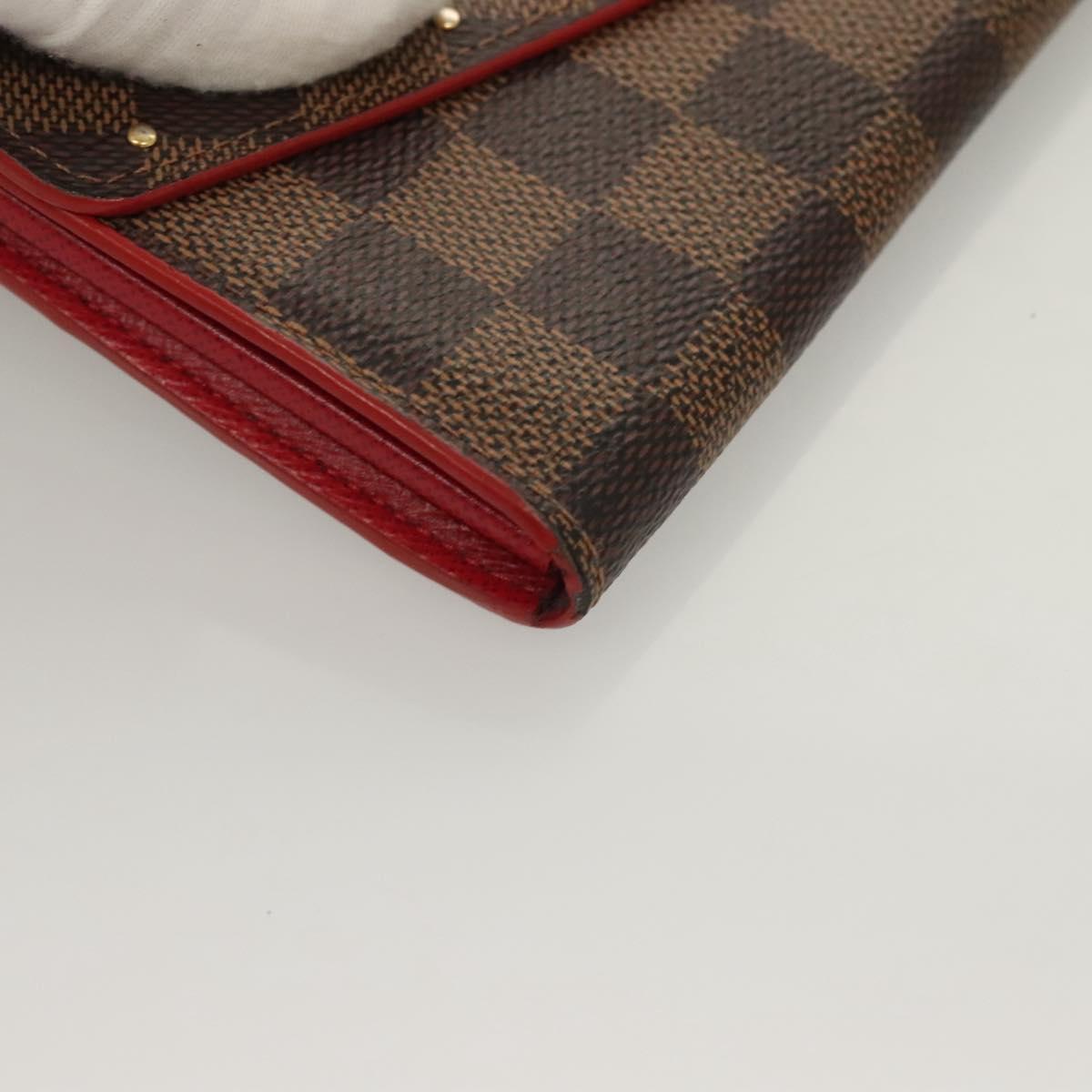 LOUIS VUITTON Damier Ebene Studs Portefeuille Sarah Wallet N60123 LV Auth 128880