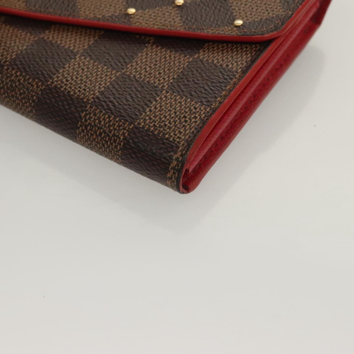 LOUIS VUITTON Damier Ebene Studs Portefeuille Sarah Wallet N60123 LV Auth 128880