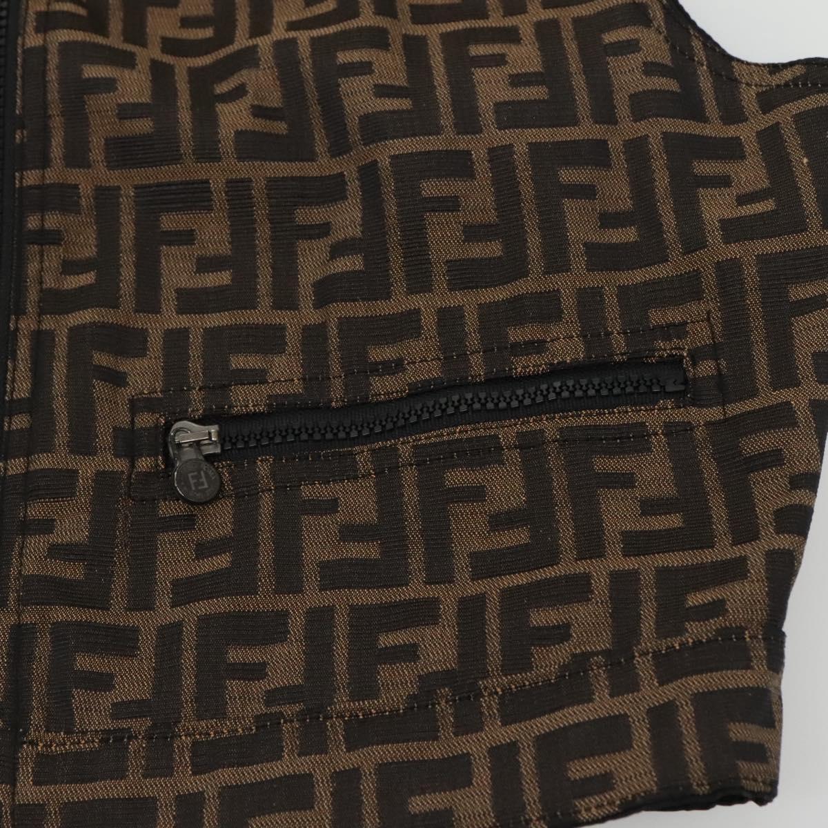 FENDI Zucca Canvas Reversible Sleeveless Best Jacket Brown D-HG-1234 Auth 128884
