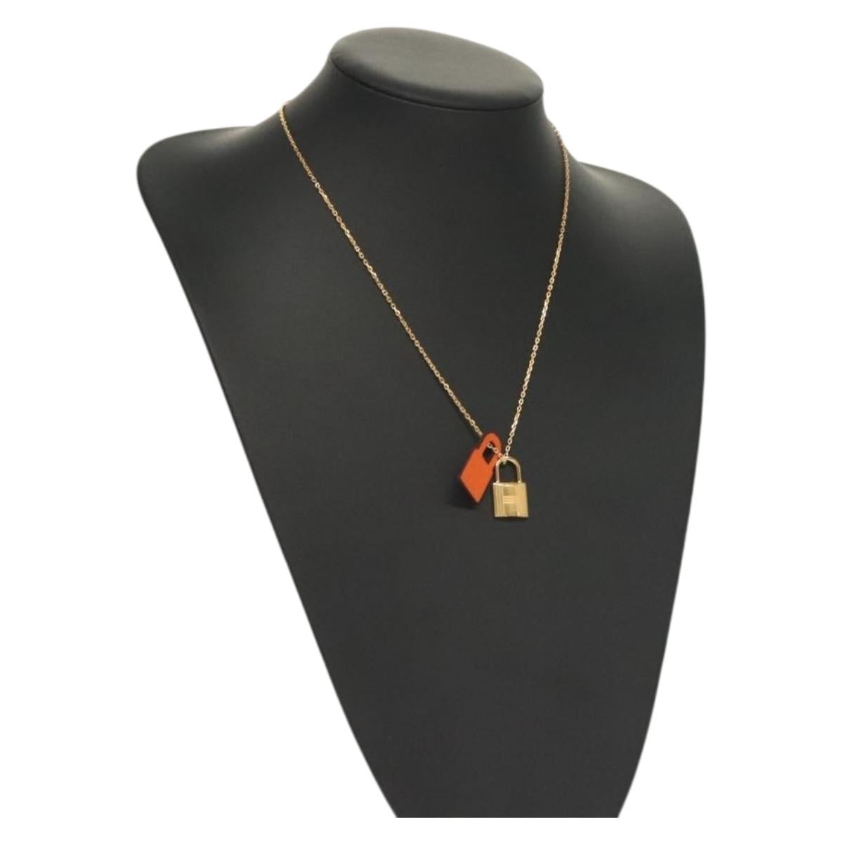 HERMES Orchestral PM Necklace metal Orange Auth 128890M