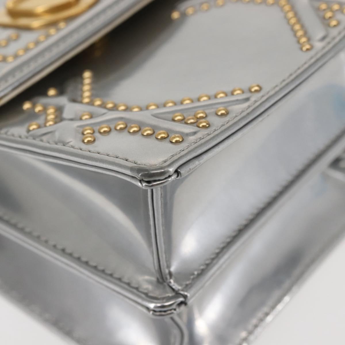 Christian Dior Chain Shoulder Bag Enamel Silver Auth 128918