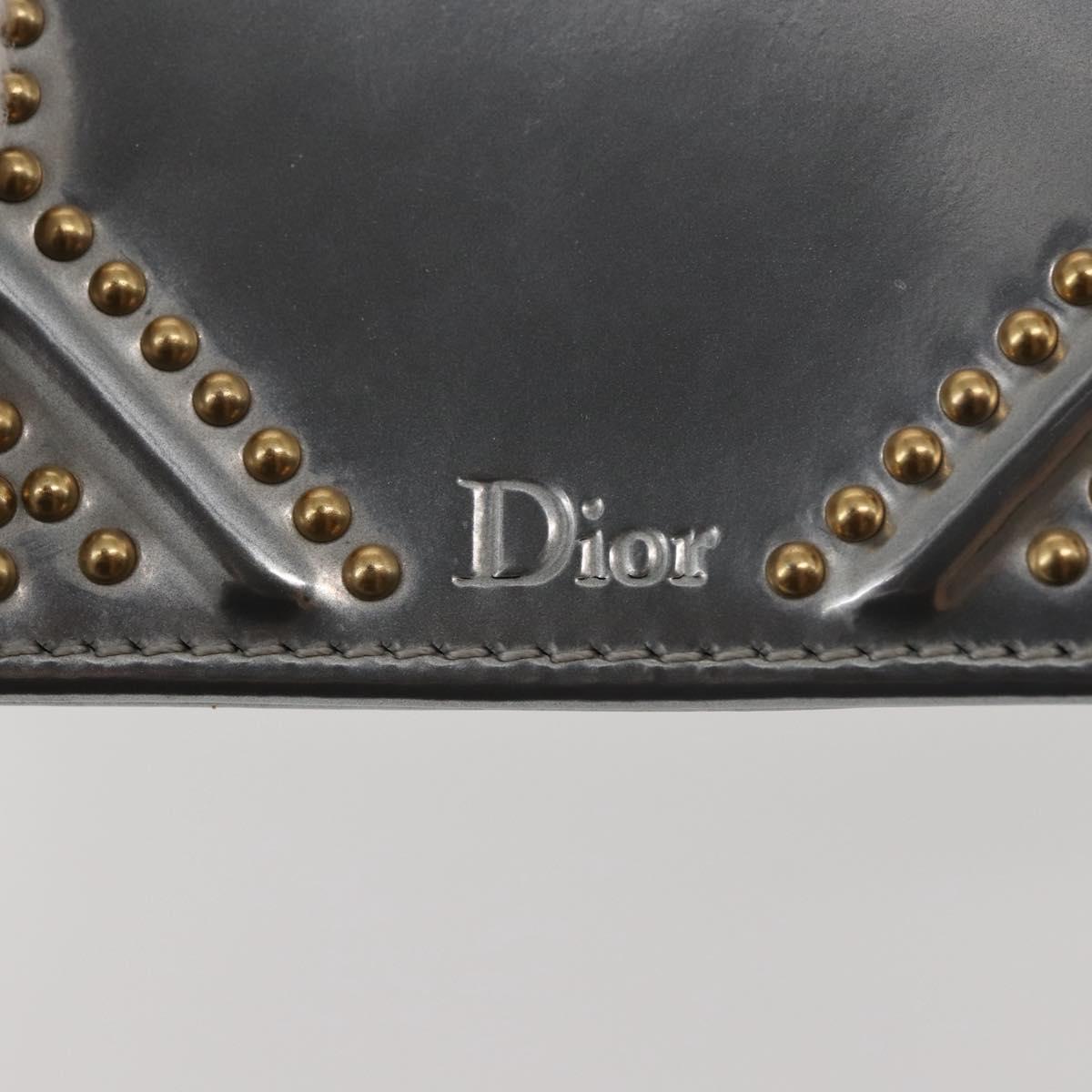 Christian Dior Chain Shoulder Bag Enamel Silver Auth 128918