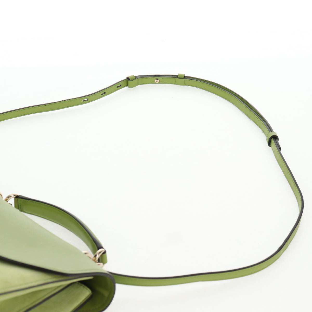 Salvatore Ferragamo Hand Bag Suede Leather 2way Green Gold Auth 128919V