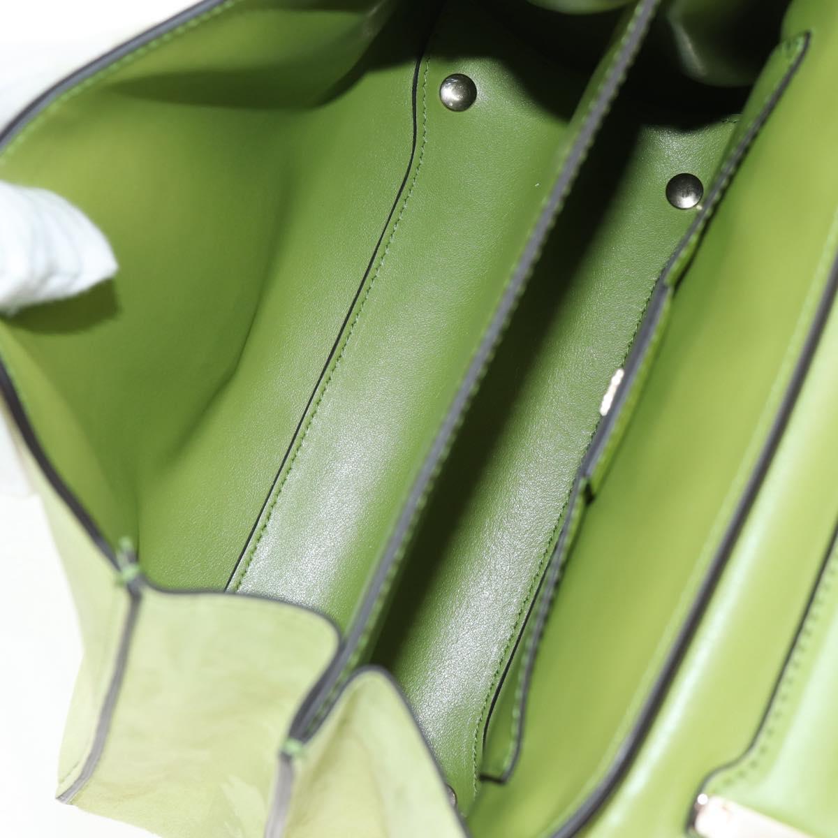 Salvatore Ferragamo Hand Bag Suede Leather 2way Green Gold Auth 128919V