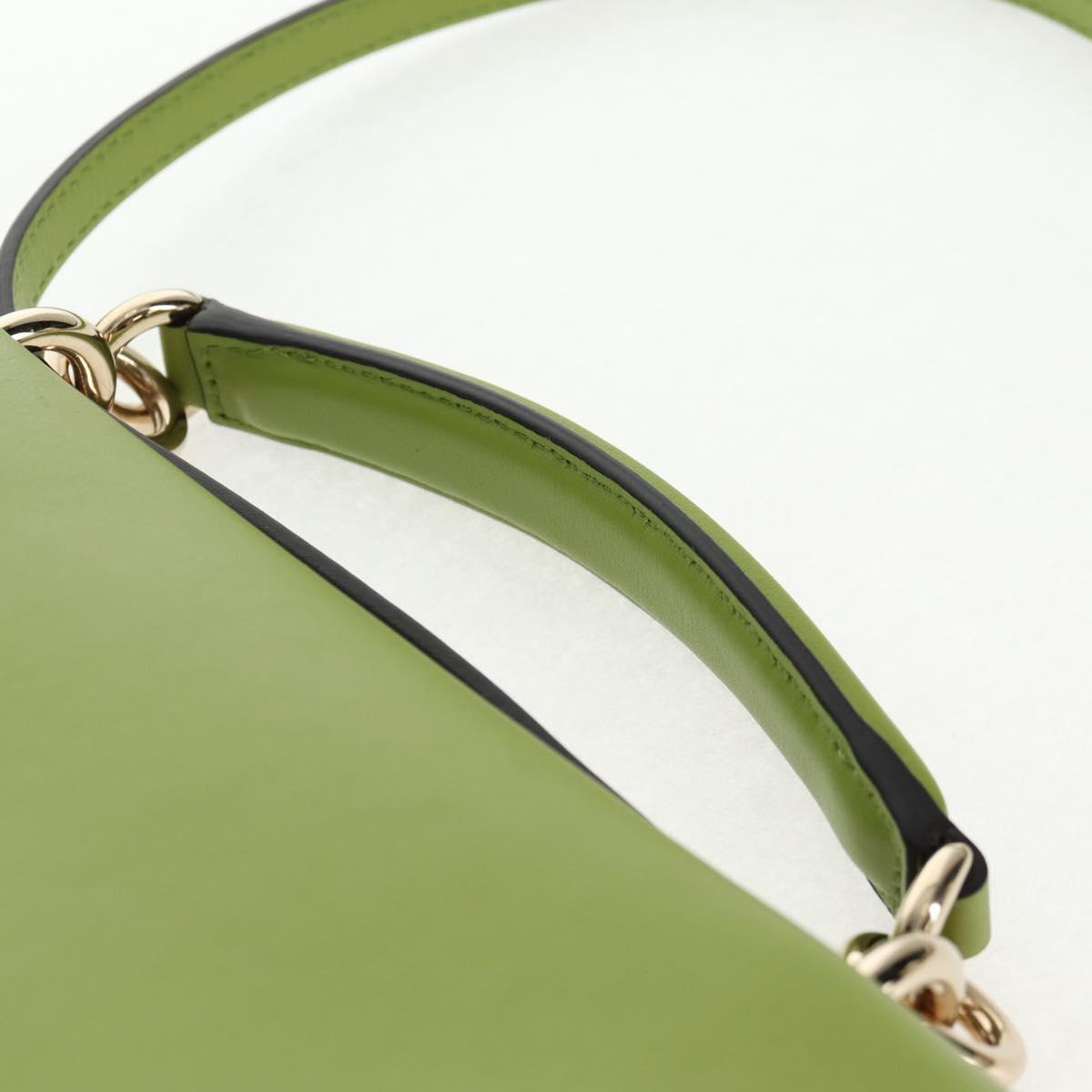 Salvatore Ferragamo Hand Bag Suede Leather 2way Green Gold Auth 128919V