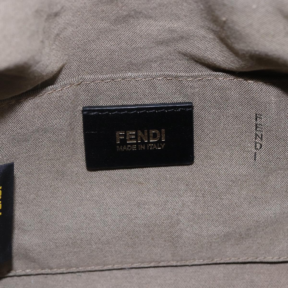 FENDI Zucchino Canvas Boston Bag Beige Gold Auth 128920V