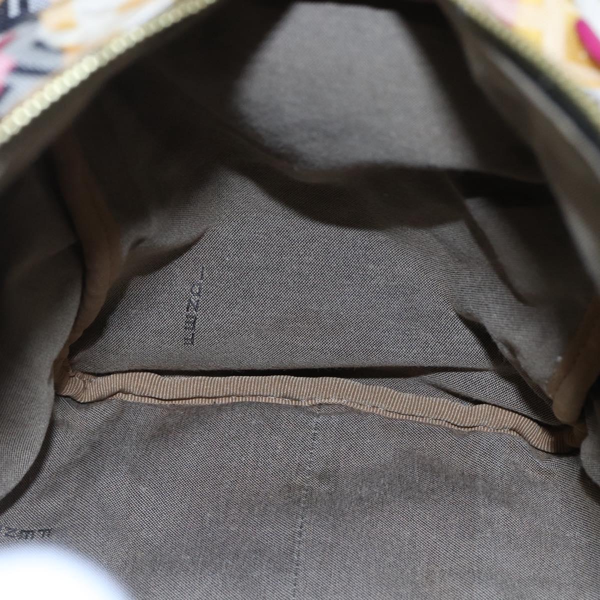 FENDI Zucchino Canvas Boston Bag Beige Gold Auth 128920SAV