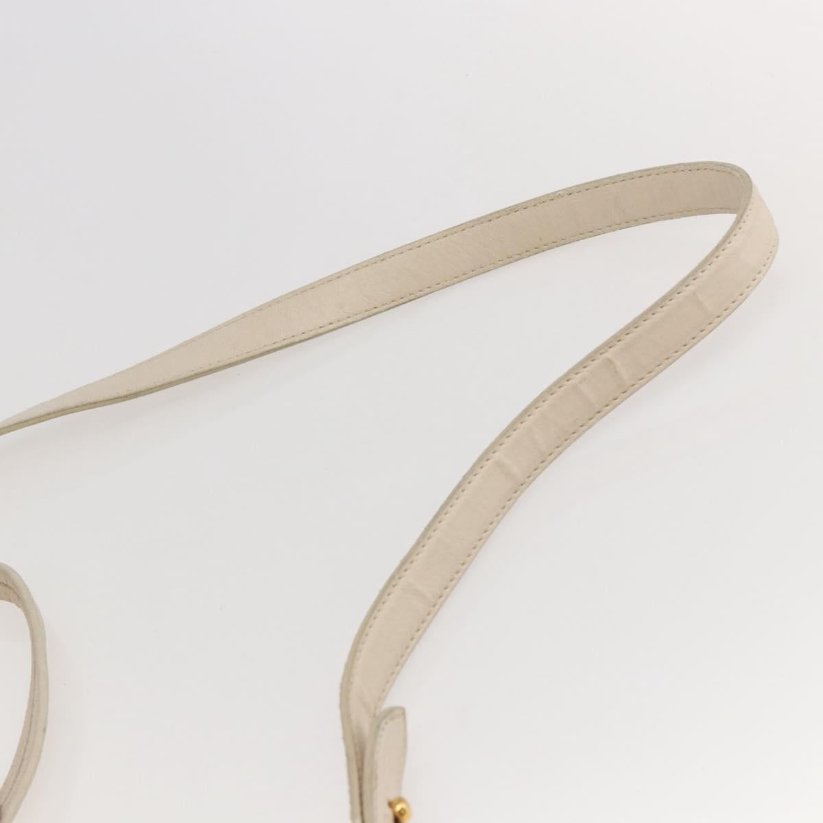 Miu Miu Hand Bag Leather 2way White Gold Auth 128921