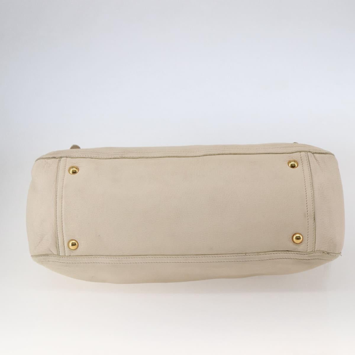 Miu Miu Hand Bag Leather 2way White Gold Auth 128921