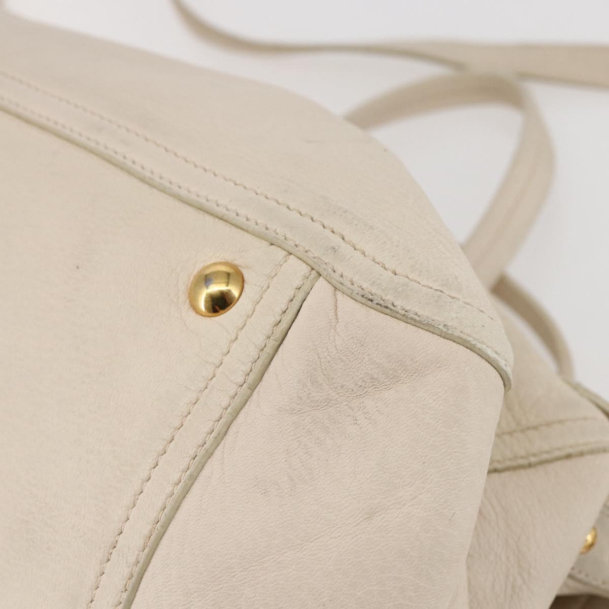 Miu Miu Hand Bag Leather 2way White Gold Auth 128921