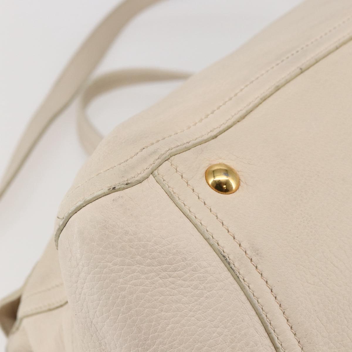 Miu Miu Hand Bag Leather 2way White Gold Auth 128921