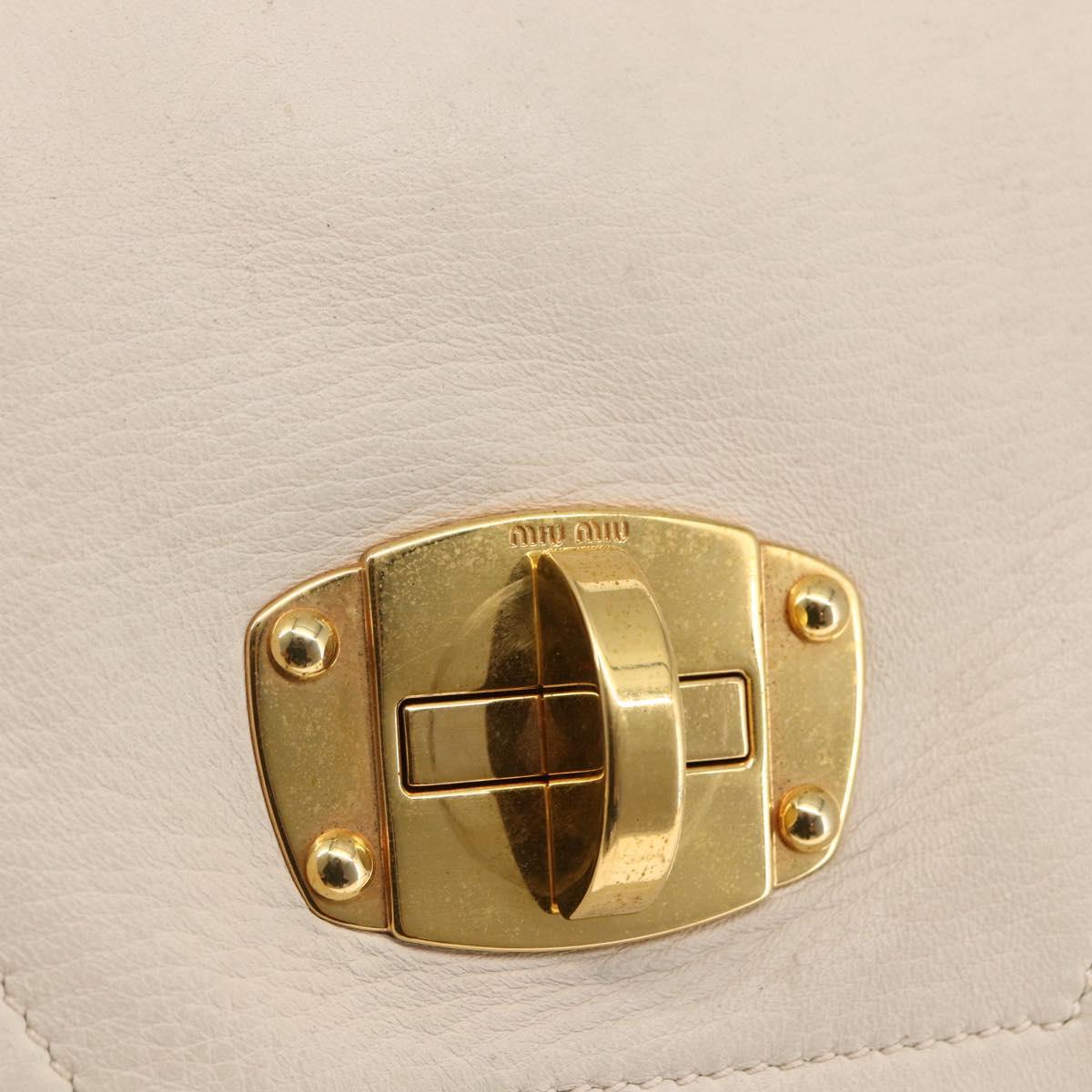 Miu Miu Hand Bag Leather 2way White Gold Auth 128921