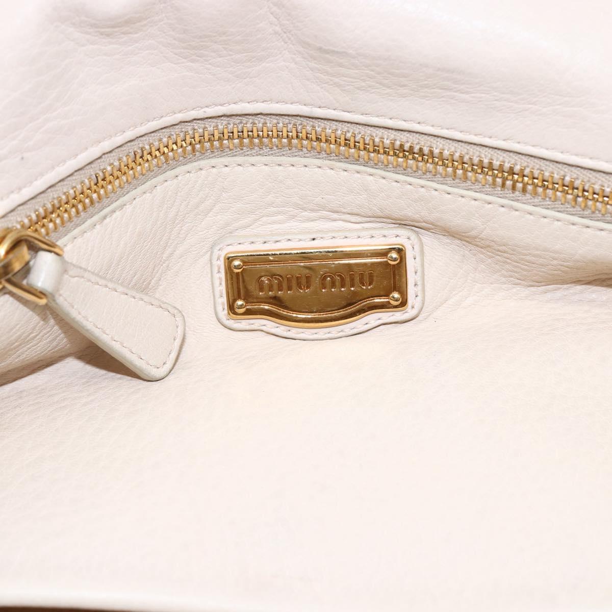 Miu Miu Hand Bag Leather 2way White Gold Auth 128921