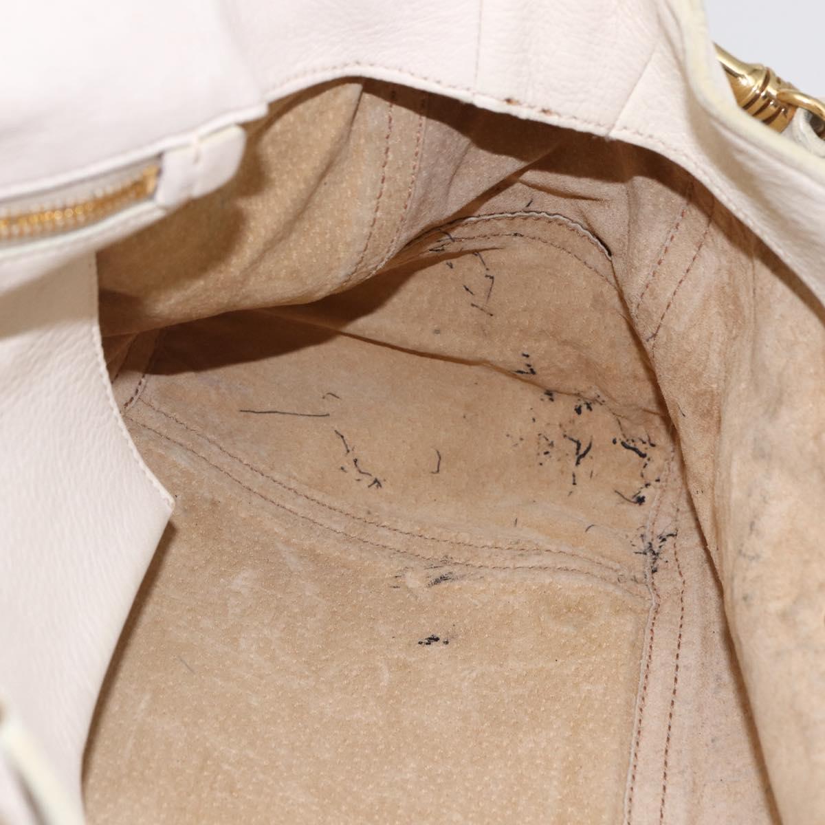 Miu Miu Hand Bag Leather 2way White Gold Auth 128921
