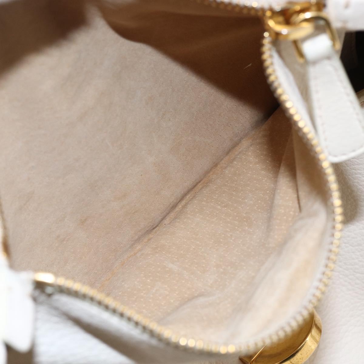Miu Miu Hand Bag Leather 2way White Gold Auth 128921