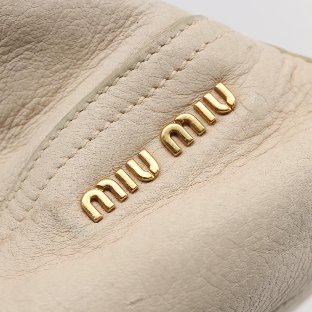 Miu Miu Hand Bag Leather 2way White Gold Auth 128921