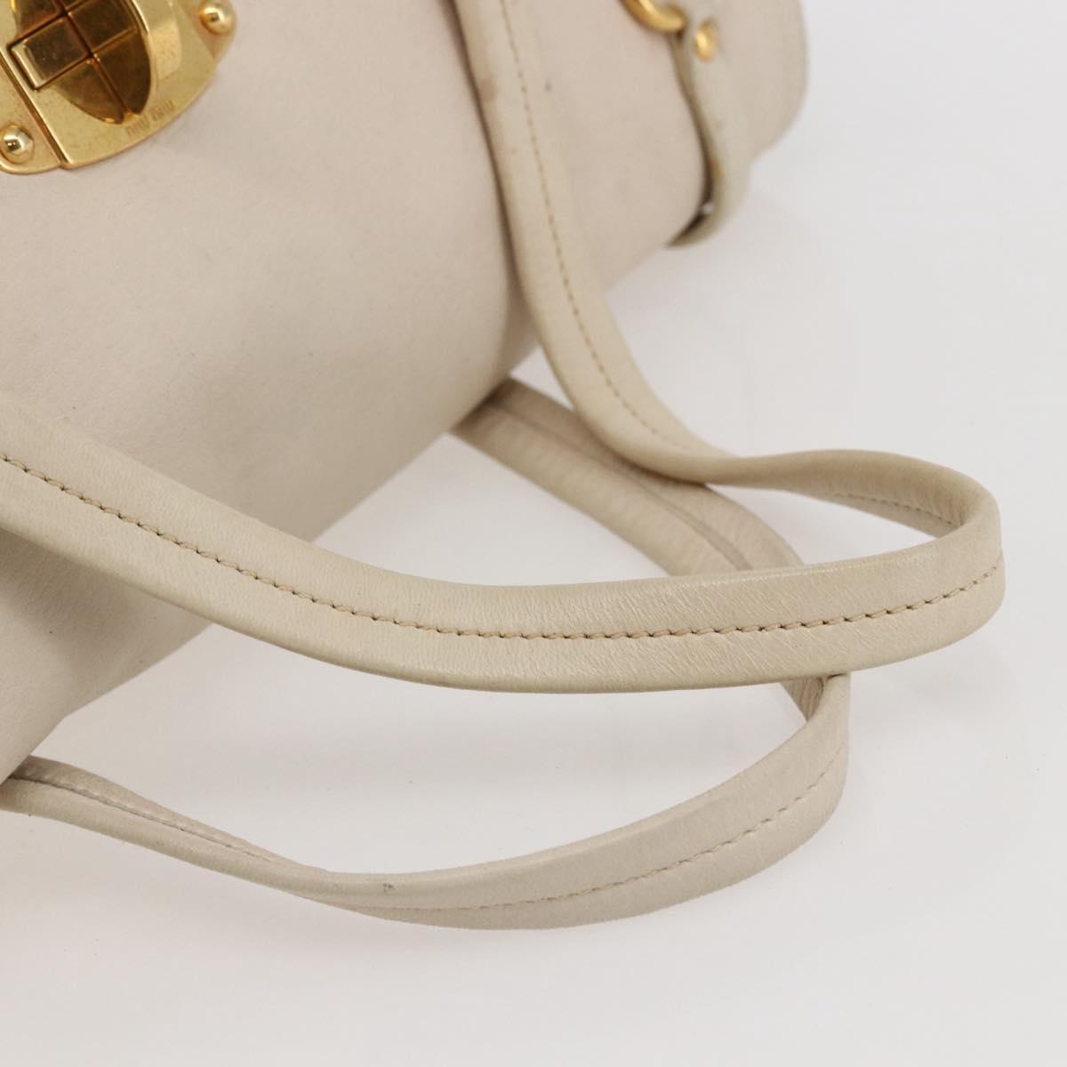 Miu Miu Hand Bag Leather 2way White Gold Auth 128921