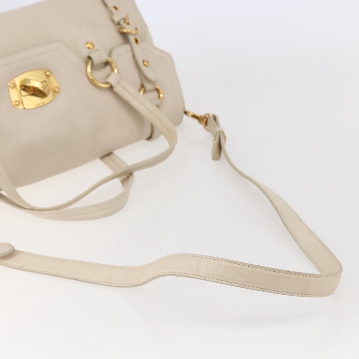 Miu Miu Hand Bag Leather 2way White Gold Auth 128921