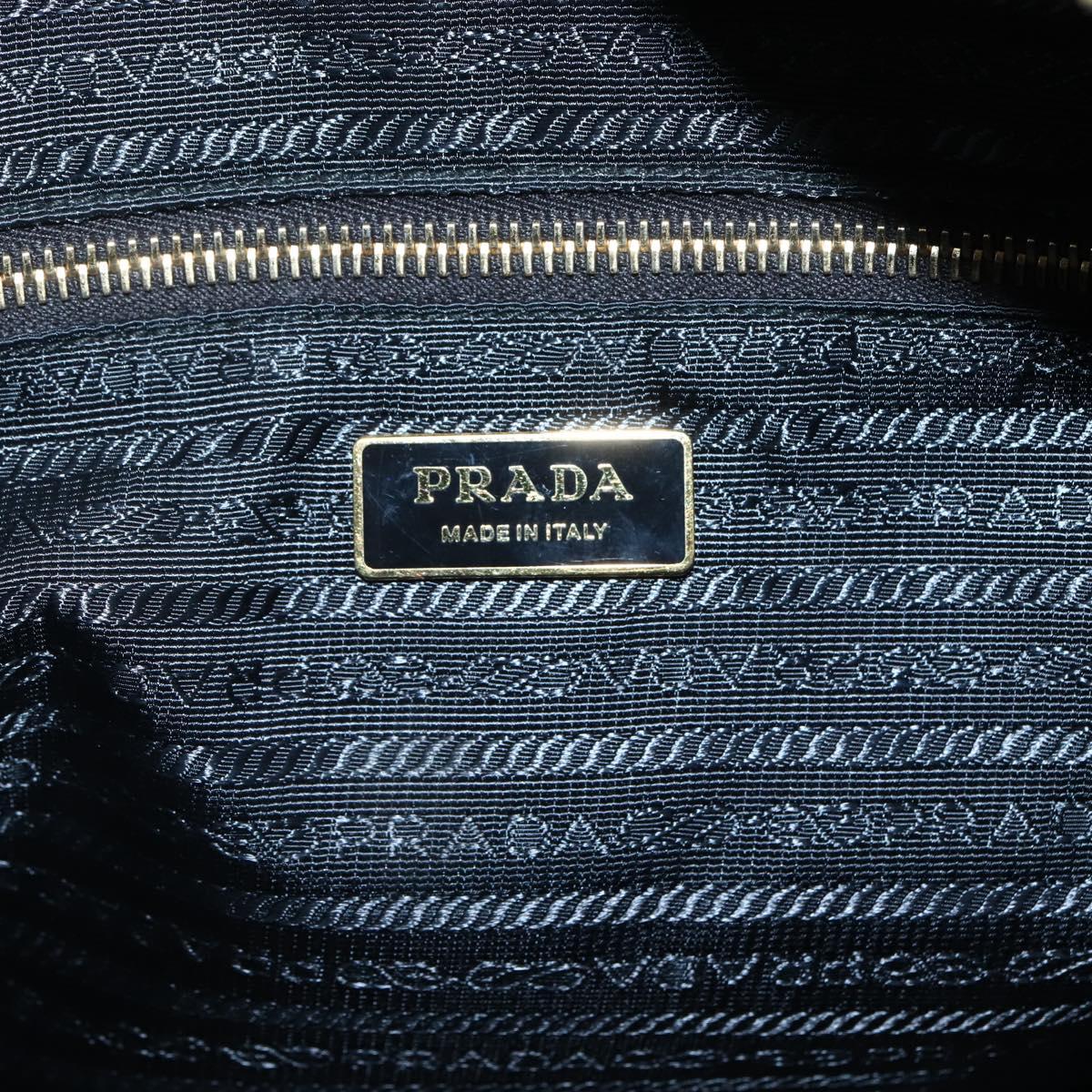 PRADA Hand Bag Nylon Leather Black Gold Auth 128923A